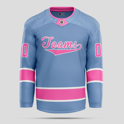 Custom Light Blue and Pink Streetwear Hockey Jersey – Trendy & Personalized