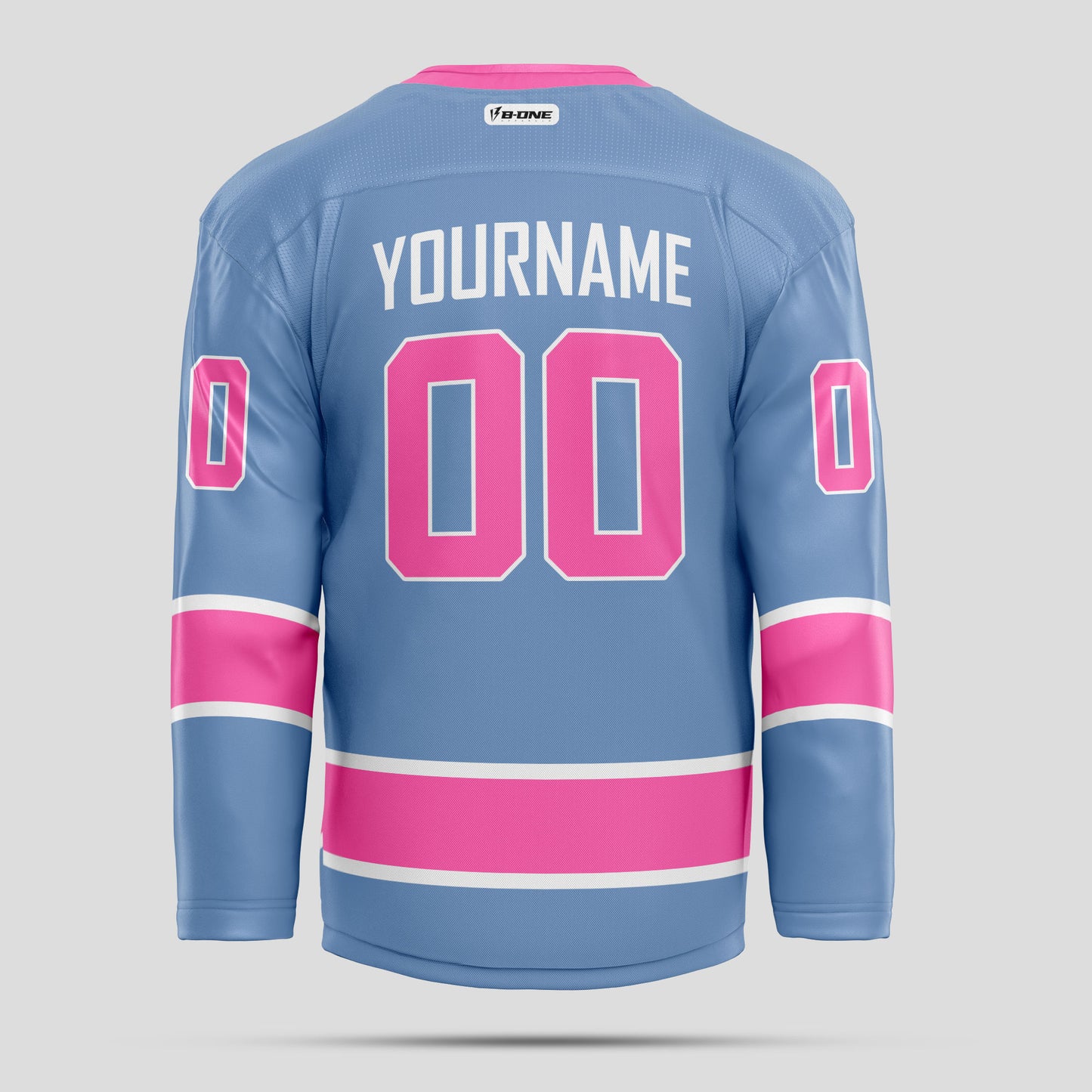 Custom Light Blue and Pink Streetwear Hockey Jersey – Trendy & Personalized