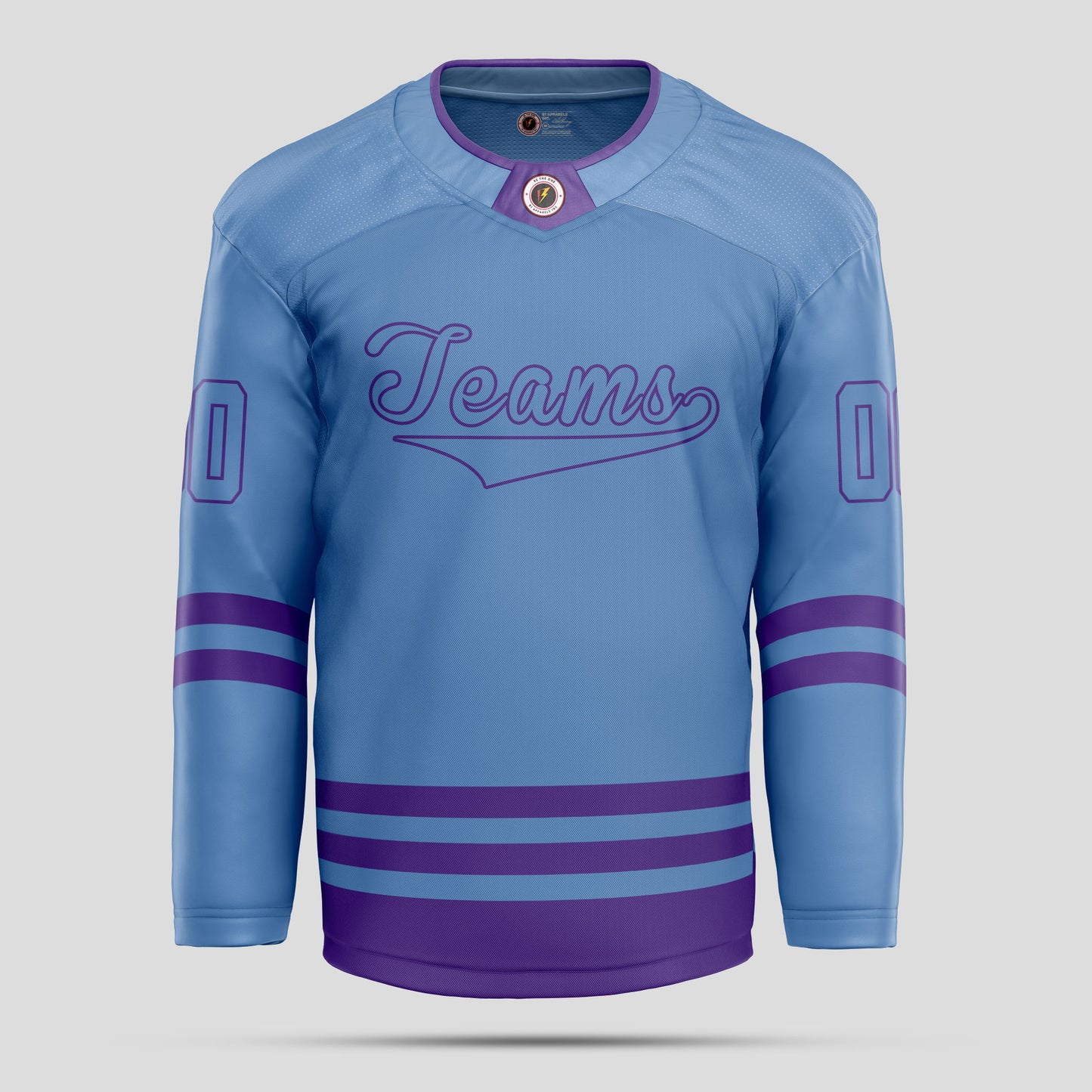 Custom Light Blue and Purple Hockey Jersey