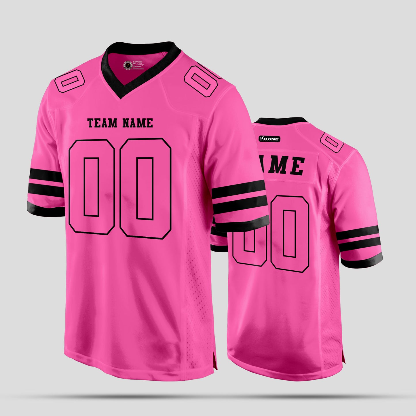 Custom Light Pink and Black Football Jersey – Personalize for Your Team