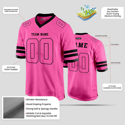 Custom Light Pink and Black Football Jersey – Personalize for Your Team