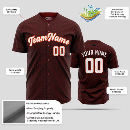 Custom Maroon & Orange Pattern Baseball Jersey