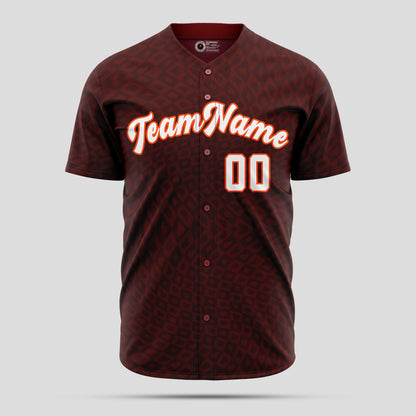 Custom Maroon & Orange Pattern Baseball Jersey