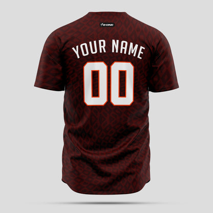 Custom Maroon & Orange Pattern Baseball Jersey