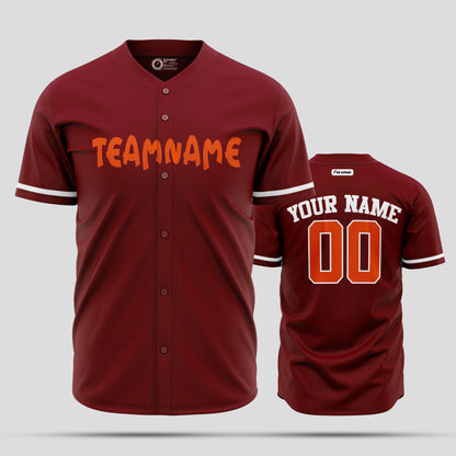 Custom Maroon, Orange & White Baseball Jersey