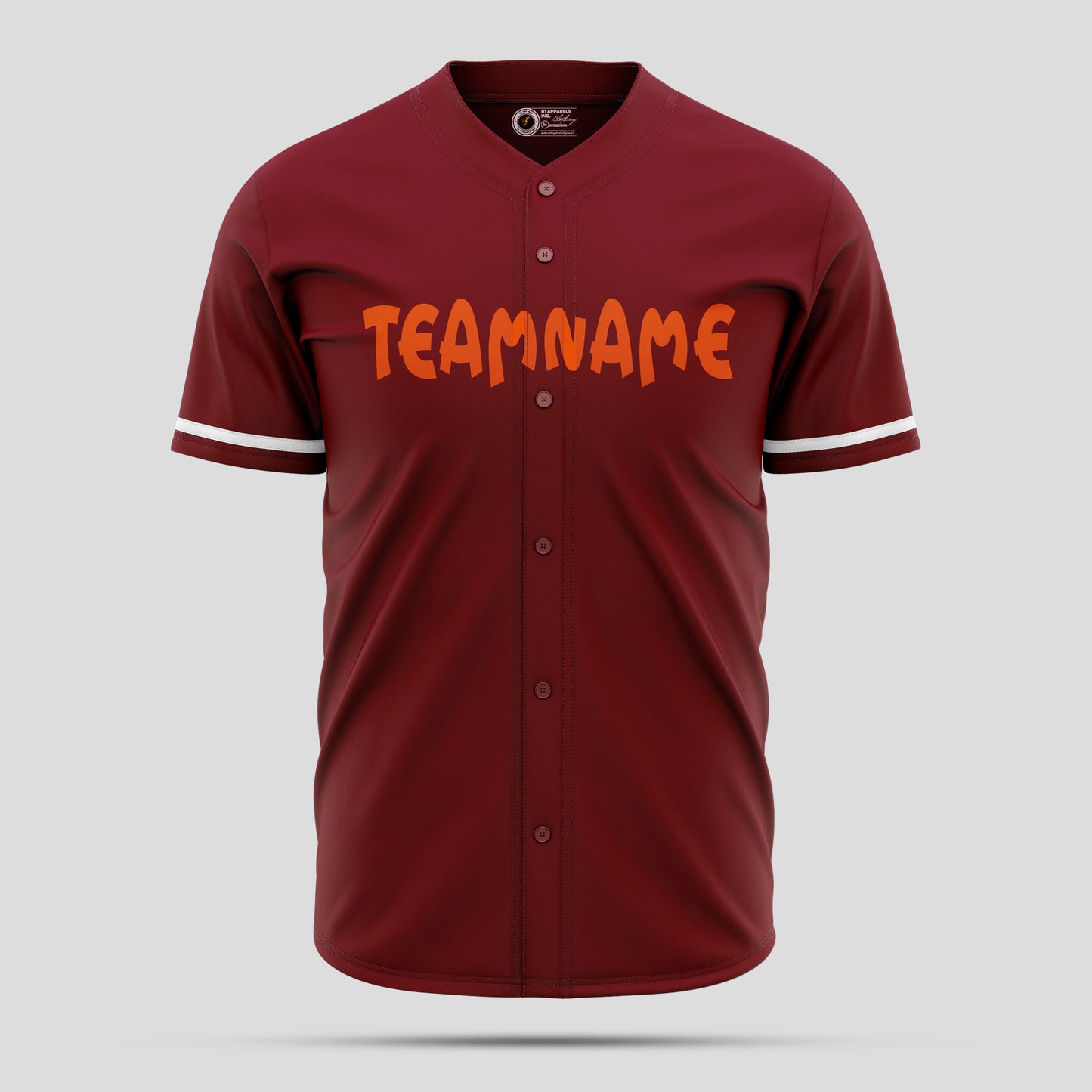 Custom Maroon, Orange & White Baseball Jersey