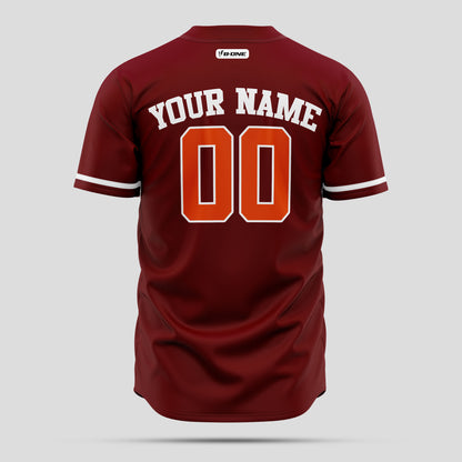 Custom Maroon, Orange & White Baseball Jersey