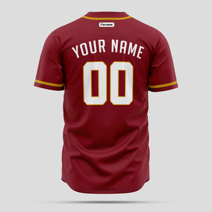 Custom Maroon, Yellow & White Baseball Jersey