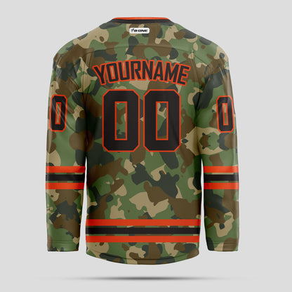 Custom Men’s Red and Black Camo Hockey Jersey - Personalized & Durable