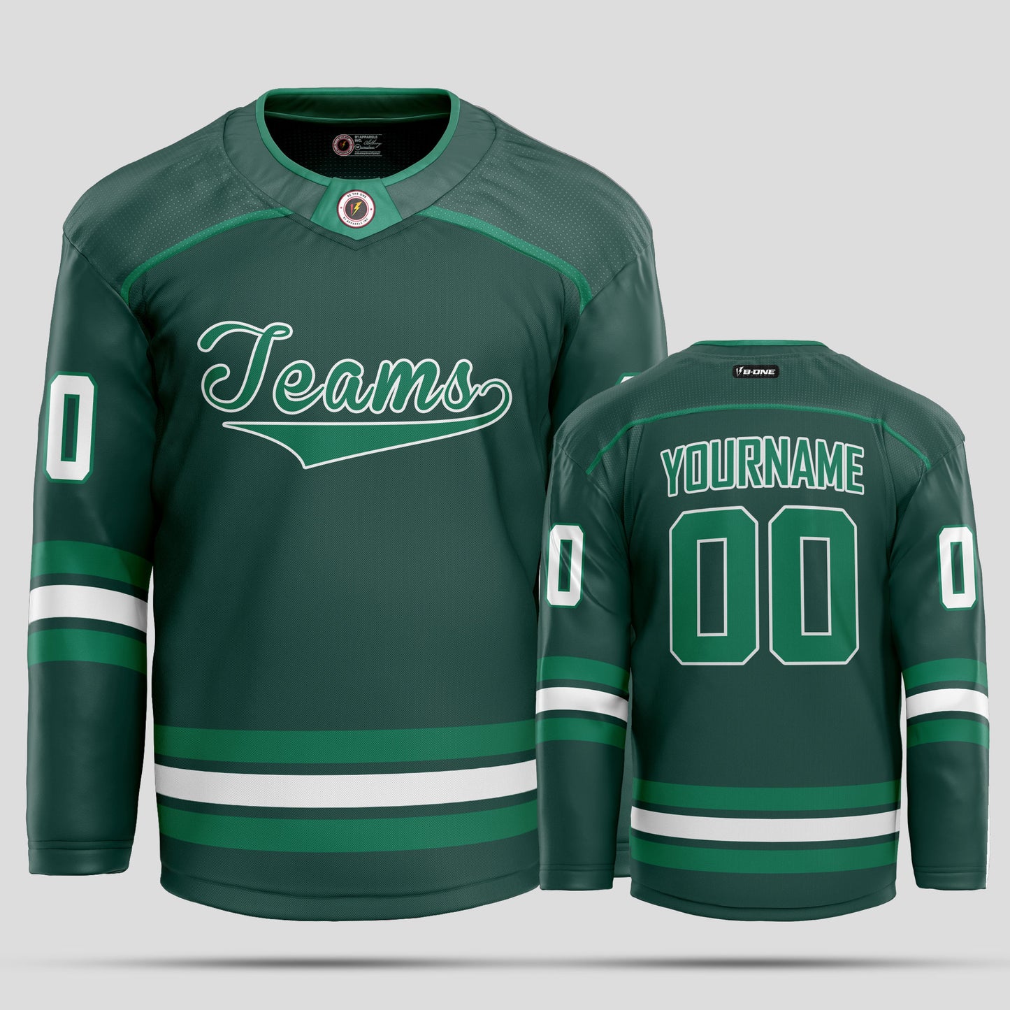 Custom Men's Green & Teal Hockey Jersey with Personalized Details