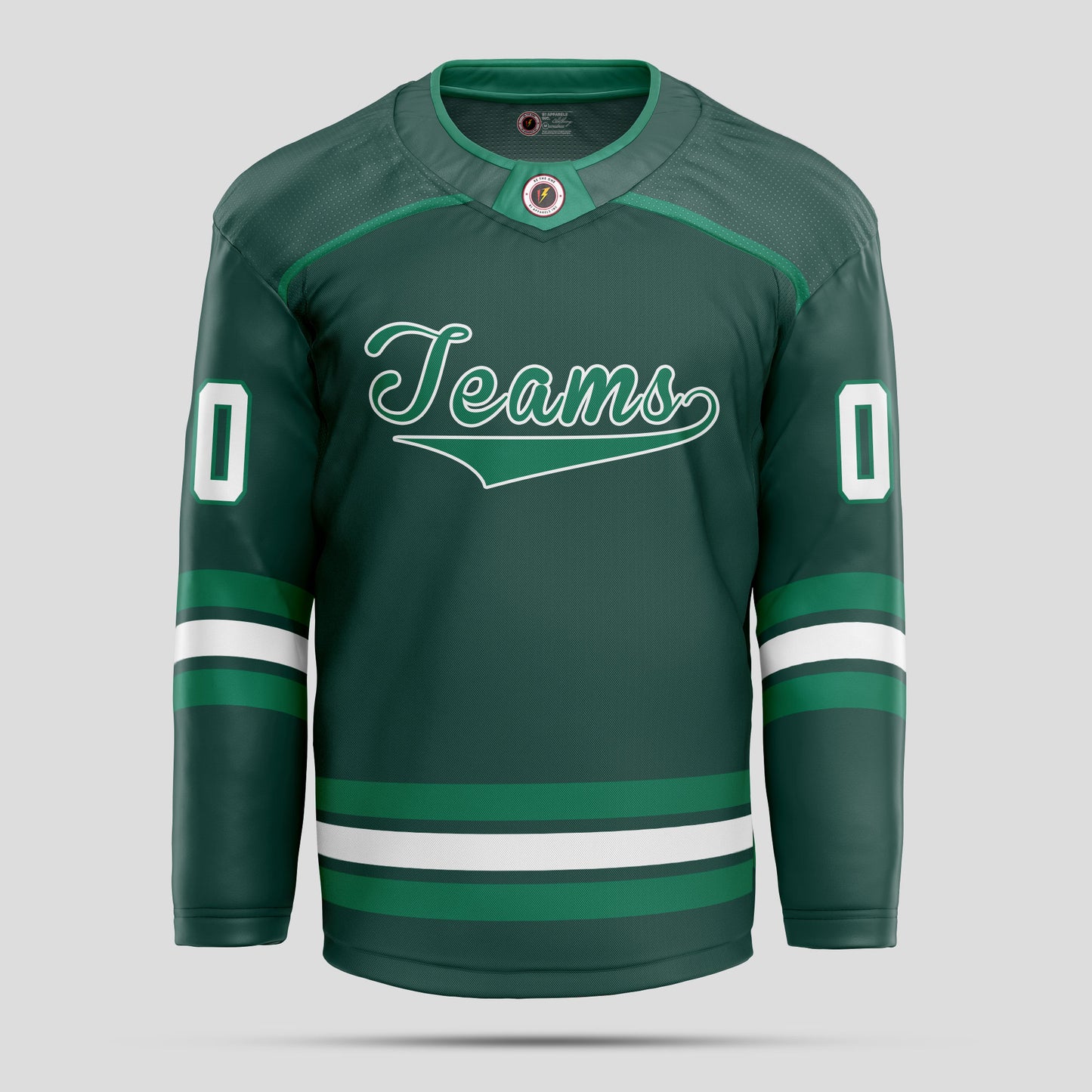 Custom Men's Green & Teal Hockey Jersey with Personalized Details