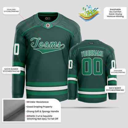 Custom Men's Green & Teal Hockey Jersey with Personalized Details