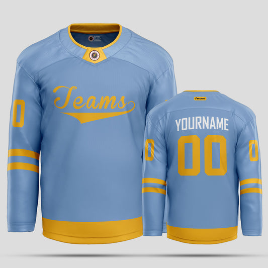 Custom Men's High-Quality Light Blue Hockey Jersey – Premium Personalized Gear