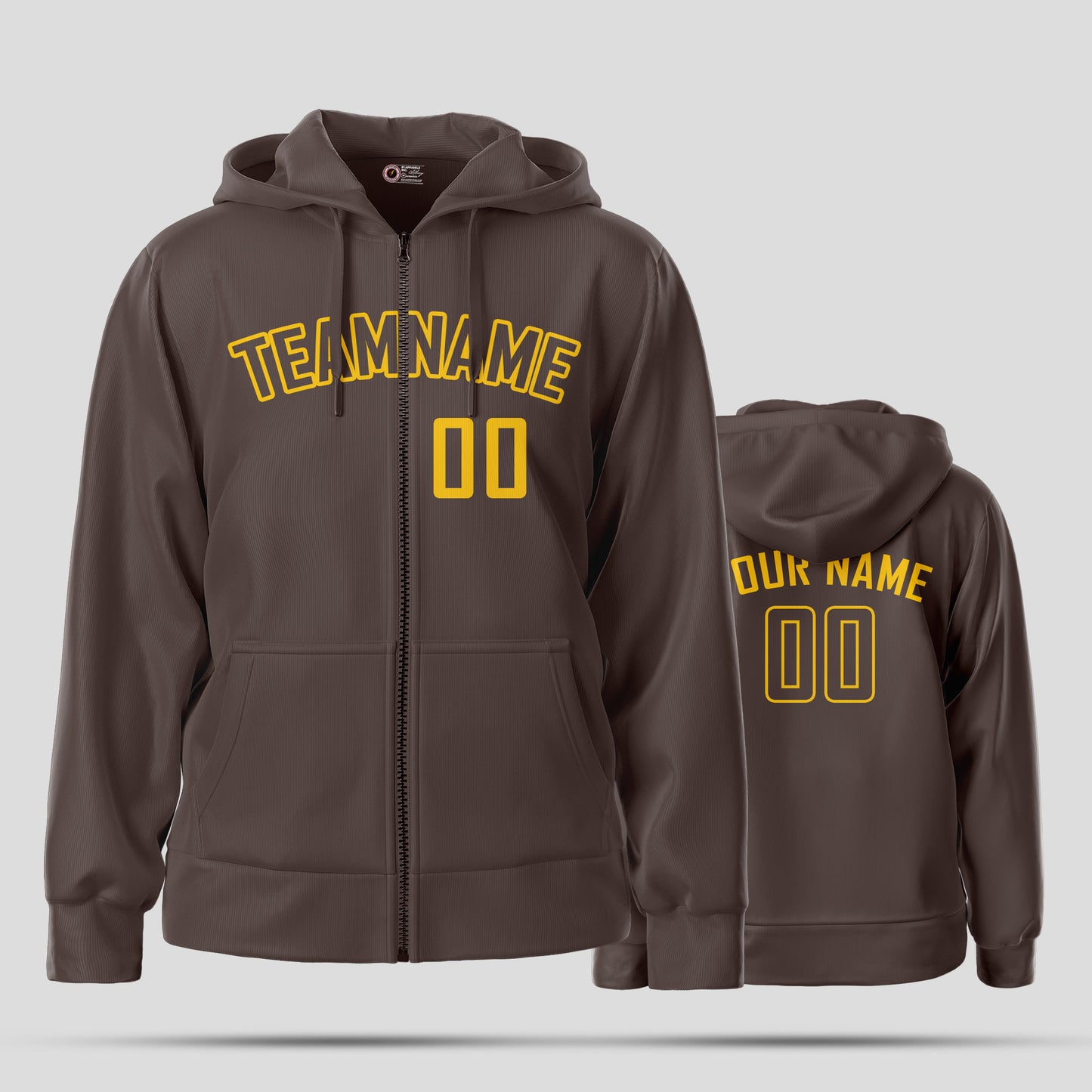 Custom Men's Quality Brown & Gold Pullover Hoodie Sweatshirt