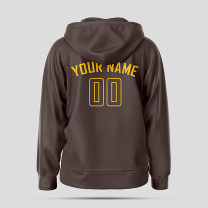 Custom Men's Quality Brown & Gold Pullover Hoodie Sweatshirt