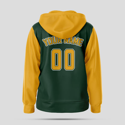 Custom Mens Quality Green Yellow Pullover Hoodie Sweatshirt