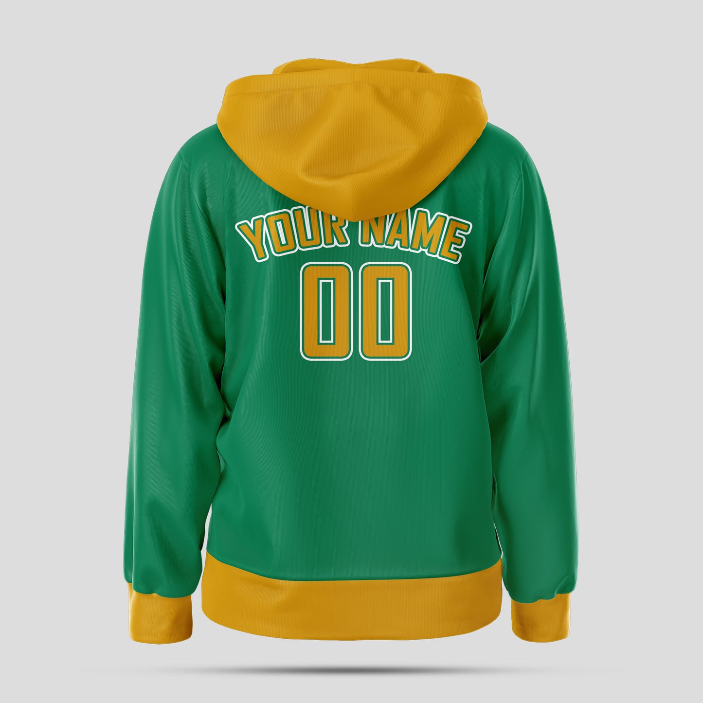 Custom Mens Quality Kelly Green Yellow Pullover Hoodie Sweatshirt