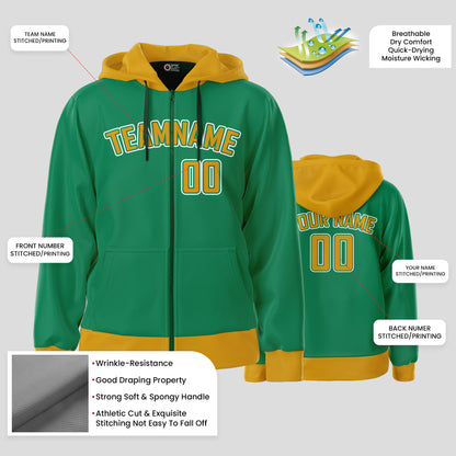 Custom Mens Quality Kelly Green Yellow Pullover Hoodie Sweatshirt