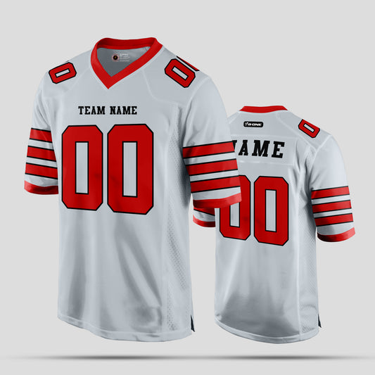 Custom Men's Quality Silver and Red Football Jersey – Premium Performance Sportswear