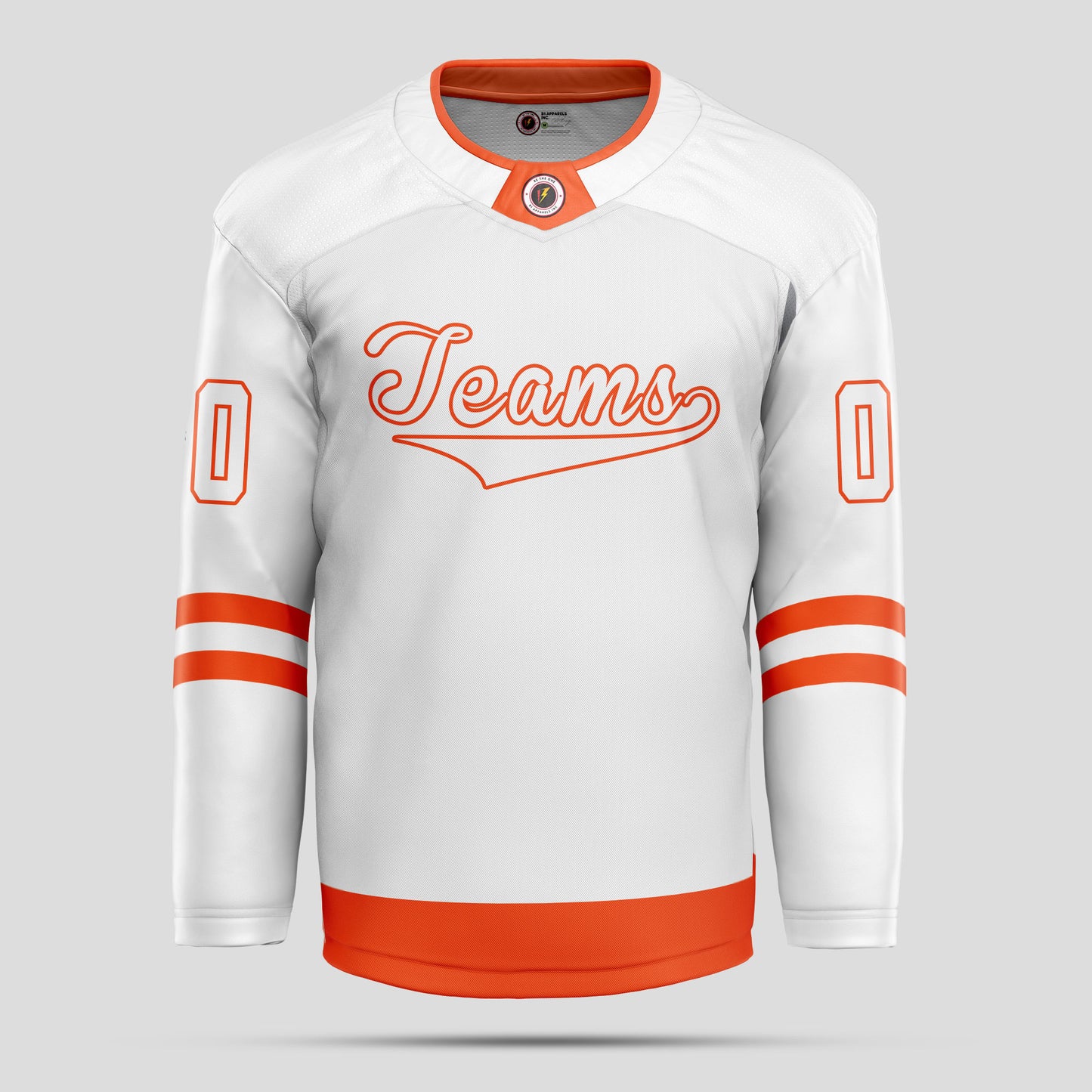 Custom Men’s White and Orange Team Name Hockey Jersey - Premium Quality & Personalized