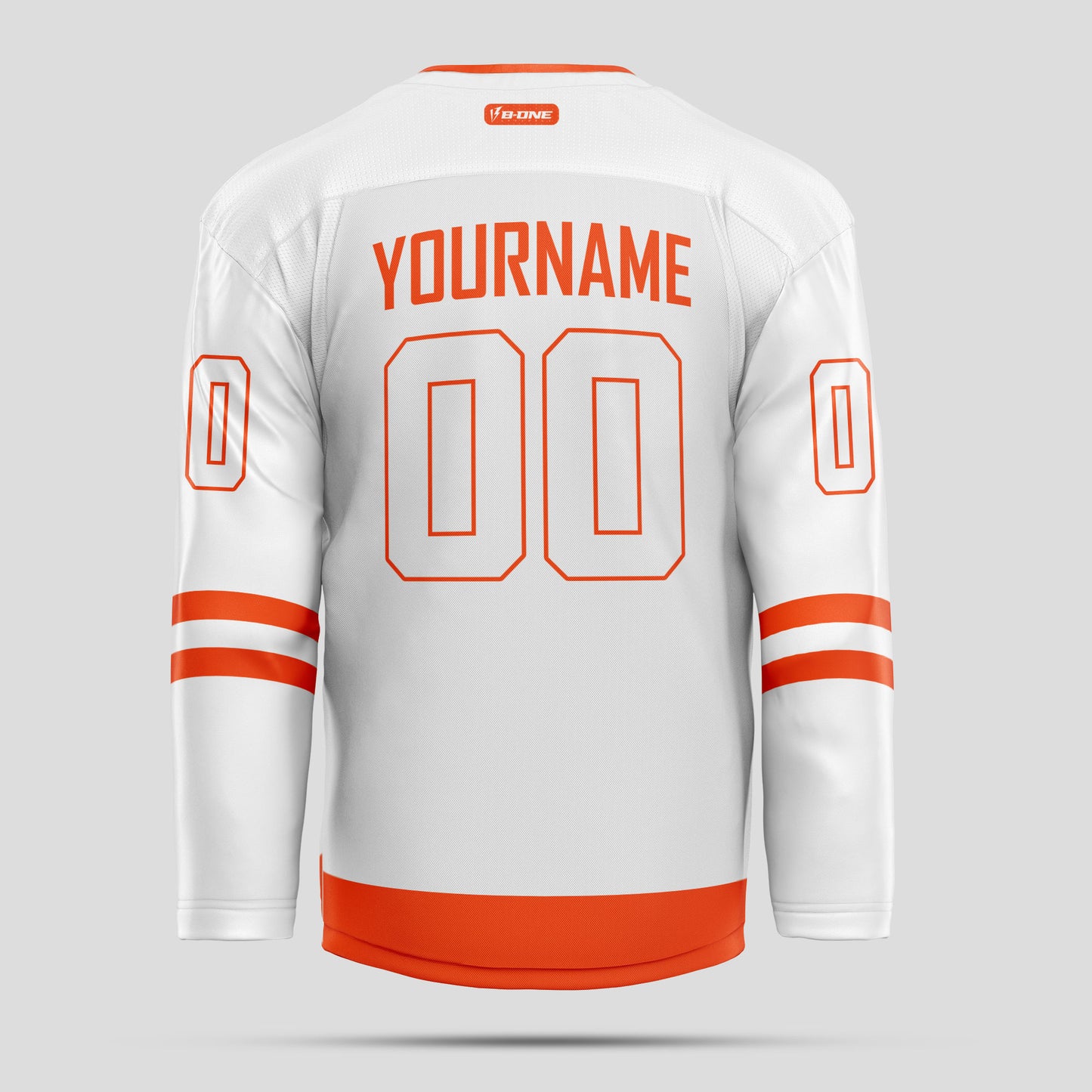 Custom Men’s White and Orange Team Name Hockey Jersey - Premium Quality & Personalized