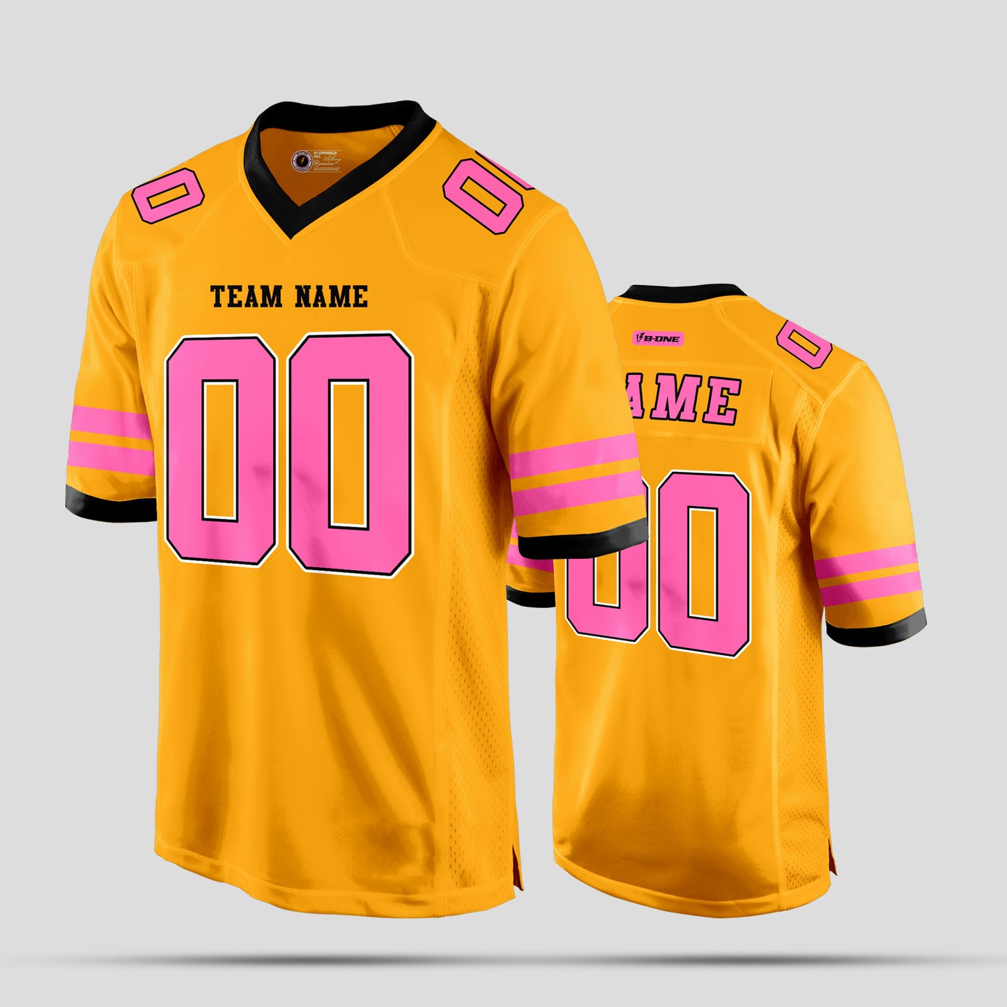 Custom Mesh Old Gold and Pink Authentic Football Jersey with Personalized Design