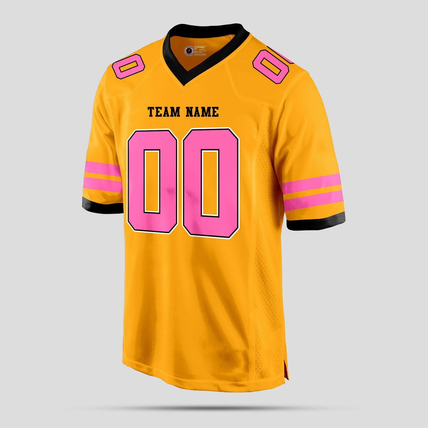 Custom Mesh Old Gold and Pink Authentic Football Jersey with Personalized Design