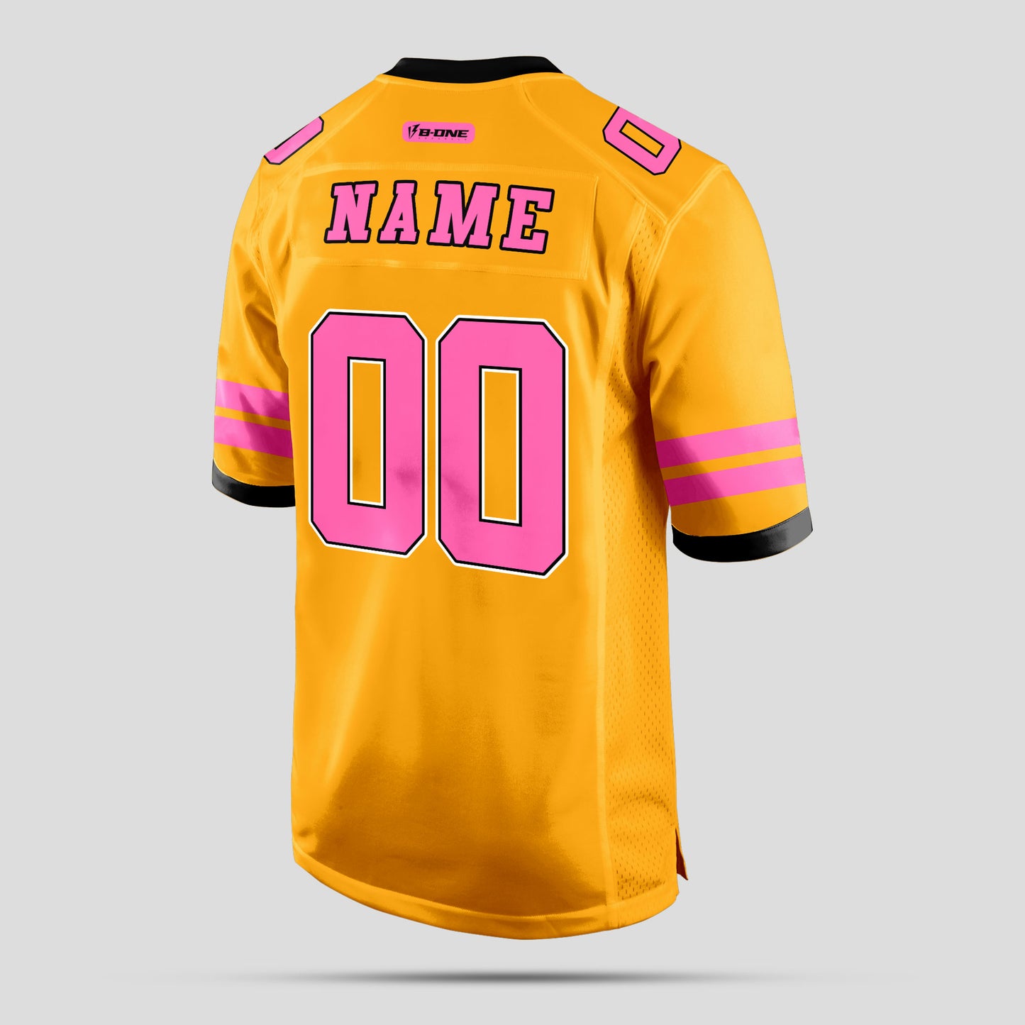 Custom Mesh Old Gold and Pink Authentic Football Jersey with Personalized Design