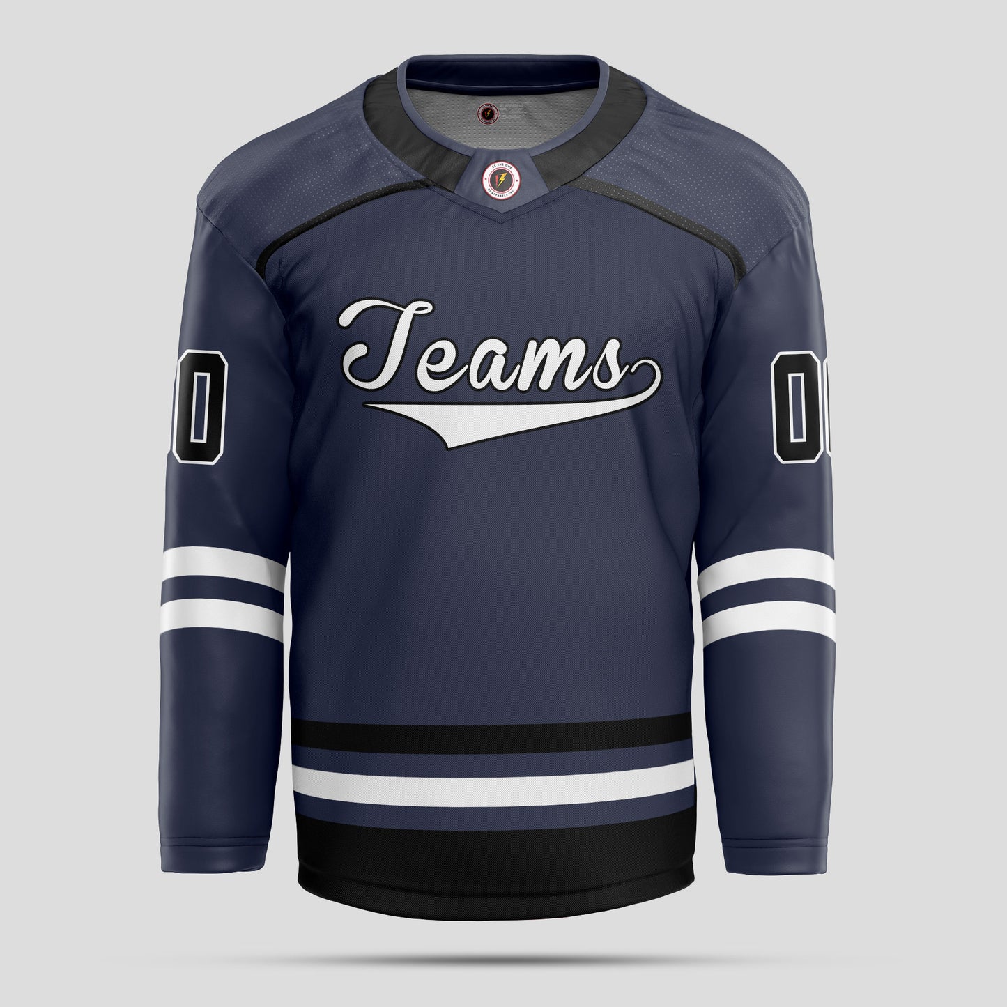 Custom Navy, Black, and White Authentic Hockey Jersey - Personalized Team Apparel