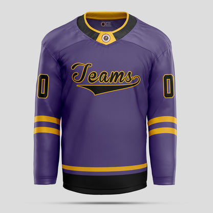 Custom Navy, Black, and Yellow Premium Quality Hockey Jersey - Personalized Team Uniform