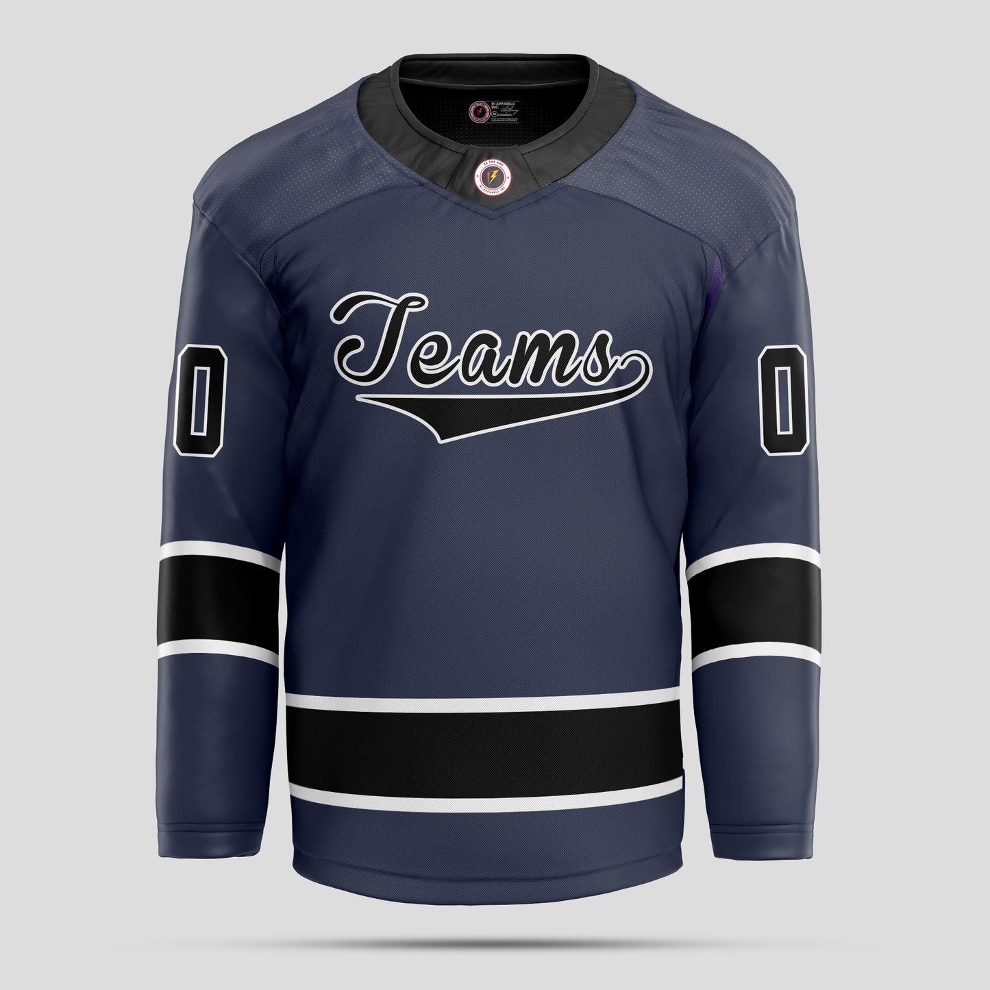 Custom Navy Blue and Black Hockey Jersey - Personalized Team Uniform