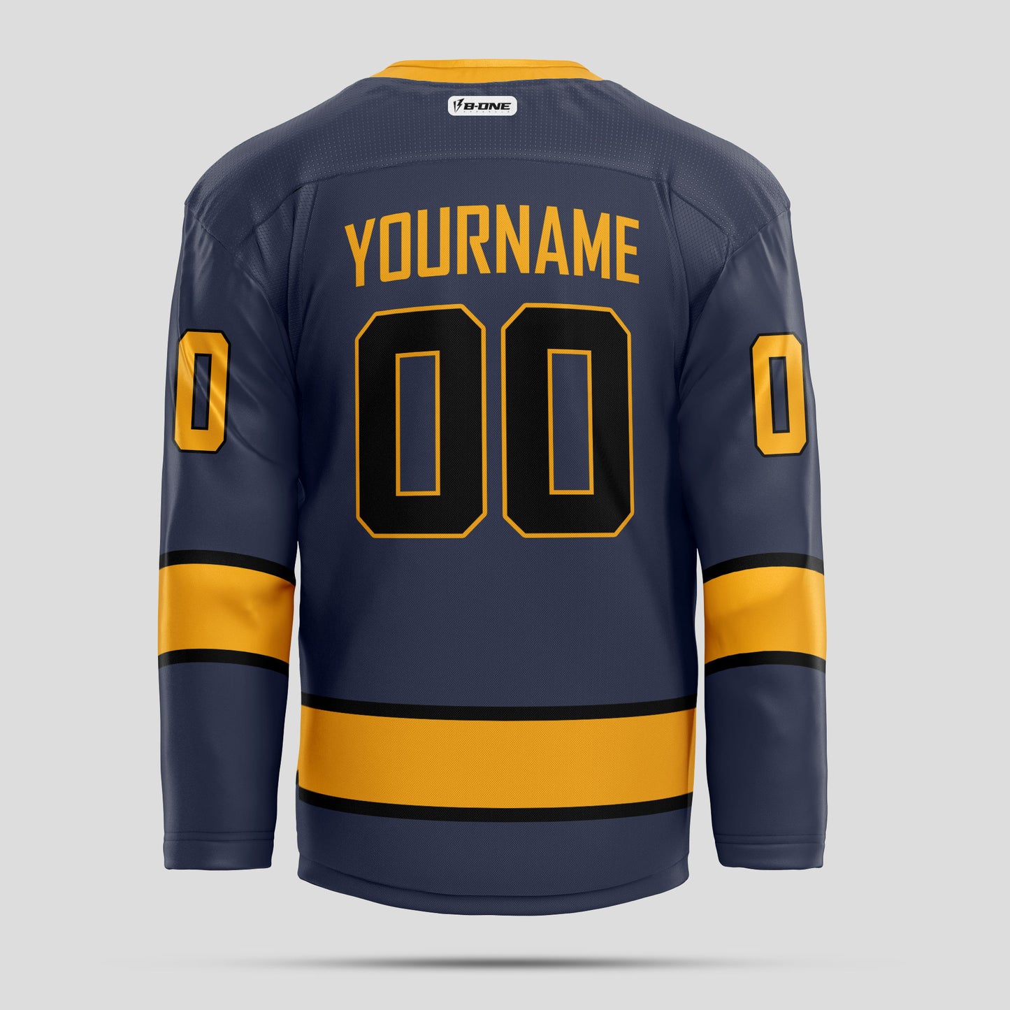 Custom Navy Blue and Old Gold Hockey Jersey - Personalized Teamwear