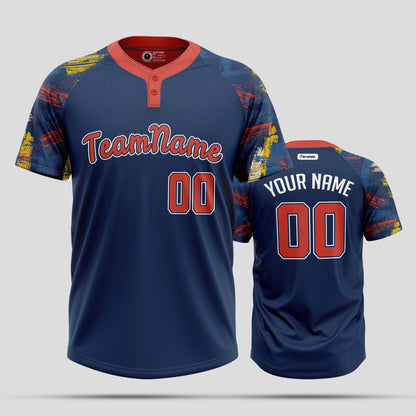 Custom Navy Blue and Red 3D Pattern Premium Baseball Jersey