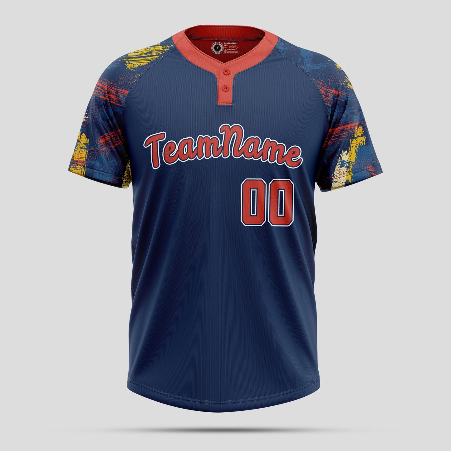 Custom Navy Blue and Red 3D Pattern Premium Baseball Jersey