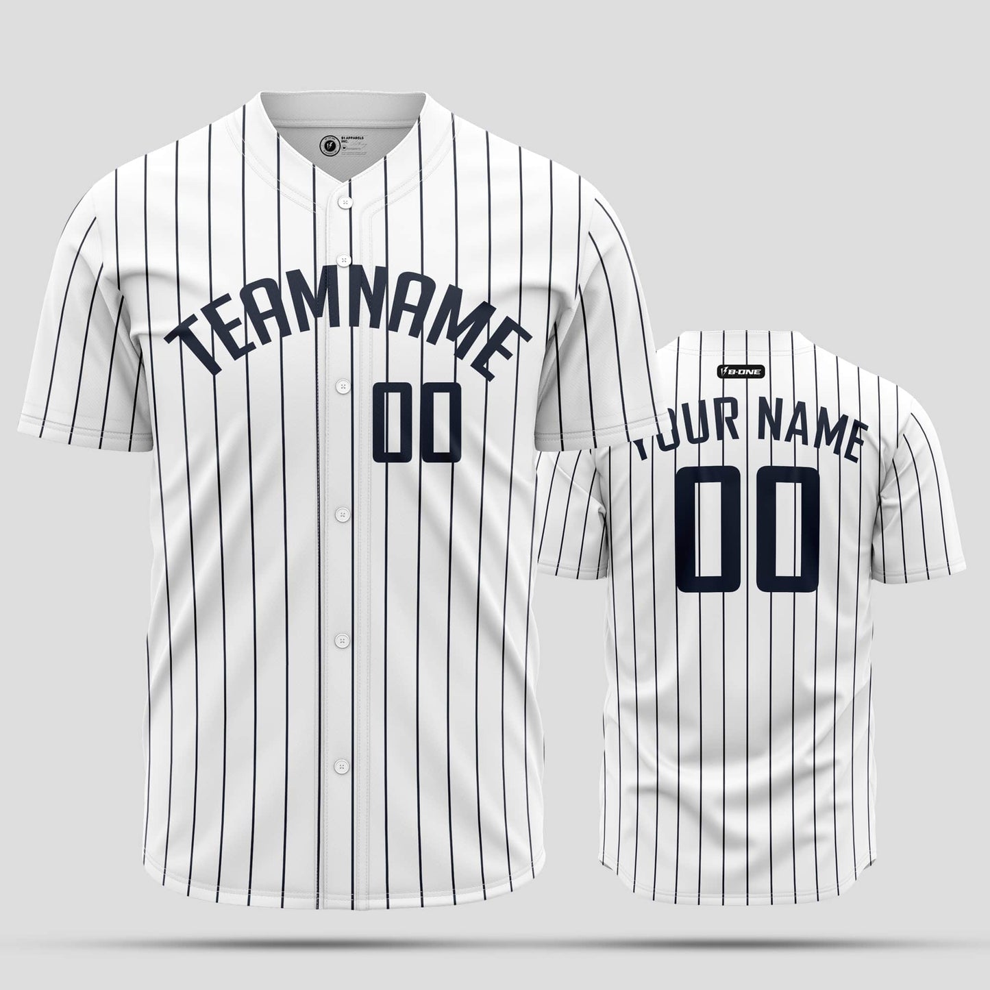 Custom Navy White Pinstripe with Black Authentic Baseball Jersey