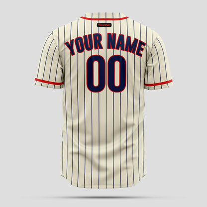 Custom Navy White Pinstripe and Red Authentic Baseball Jersey