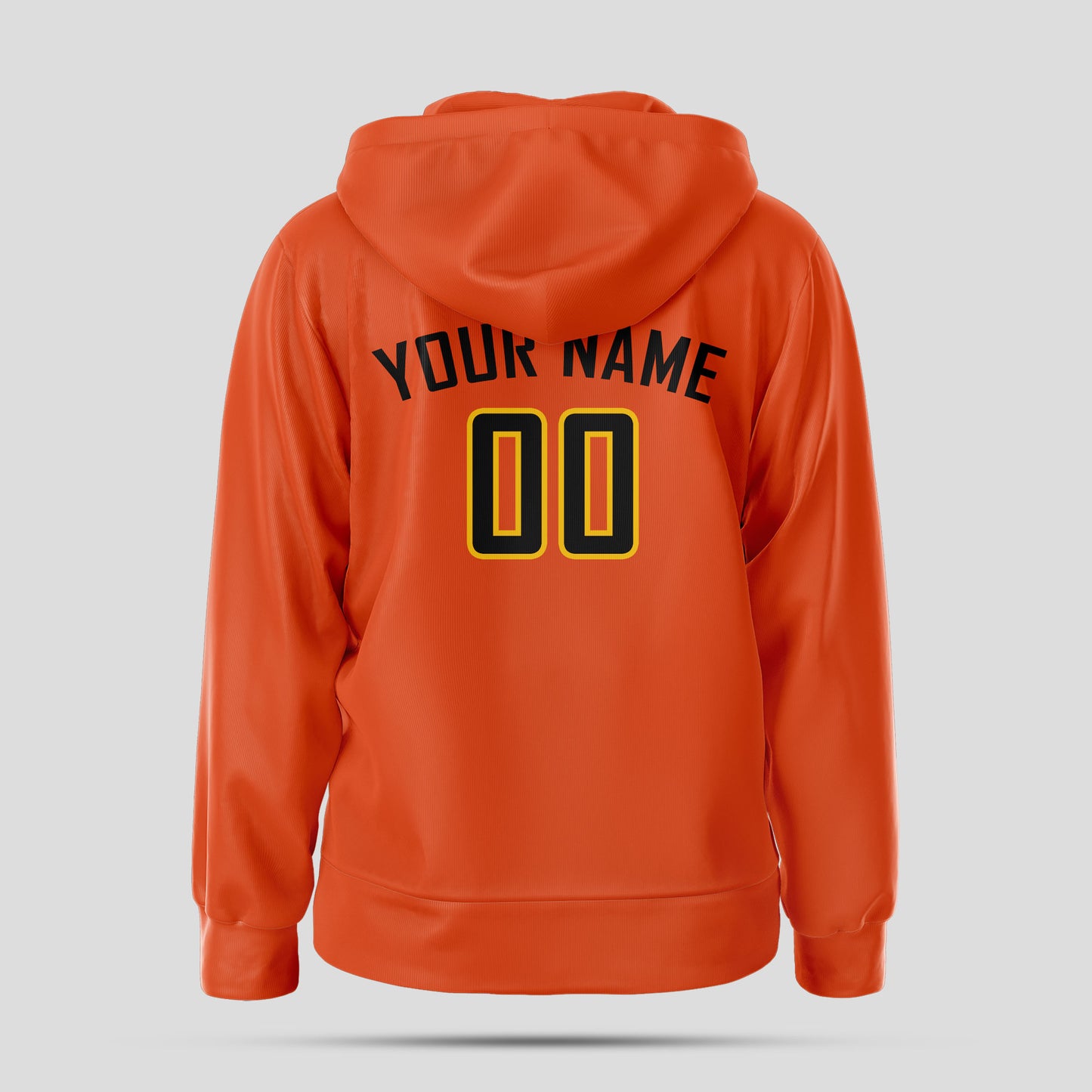 Custom New Design Orange and Black Pullover Hoodie Sweatshirt