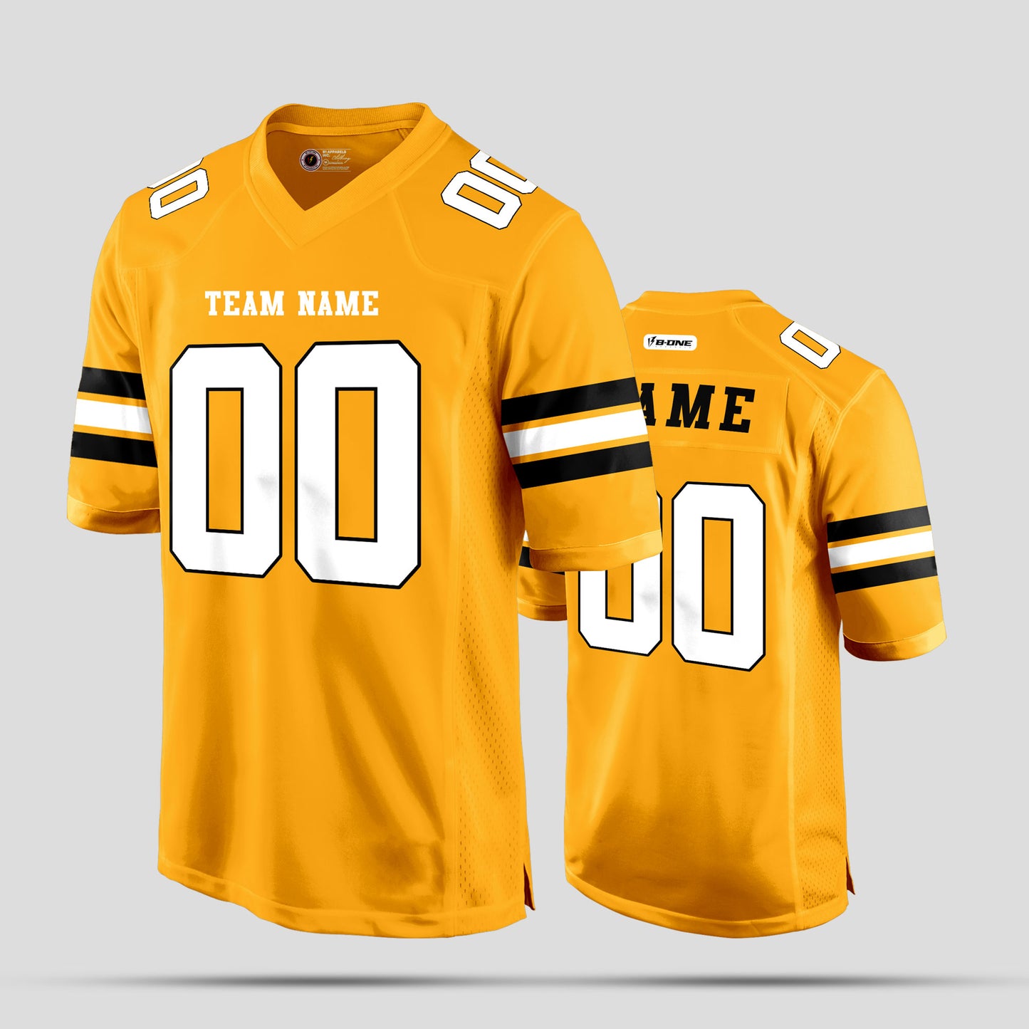 Custom Old Gold, Black, and White Football Jersey with Personalized Team Design