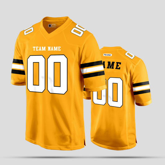 Custom Old Gold, Black, and White Football Jersey with Personalized Team Design