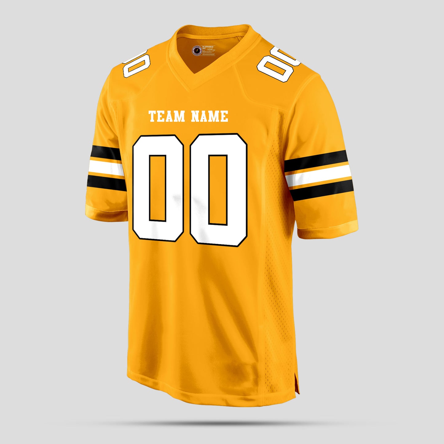 Custom Old Gold, Black, and White Football Jersey with Personalized Team Design