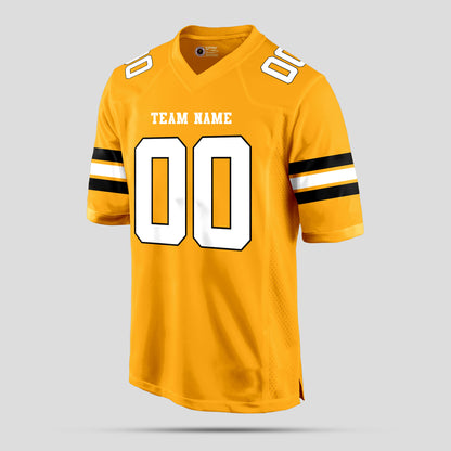 Custom Old Gold, Black, and White Football Jersey with Personalized Team Design