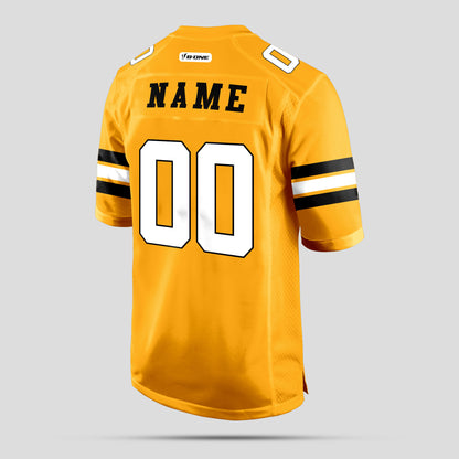 Custom Old Gold, Black, and White Football Jersey with Personalized Team Design