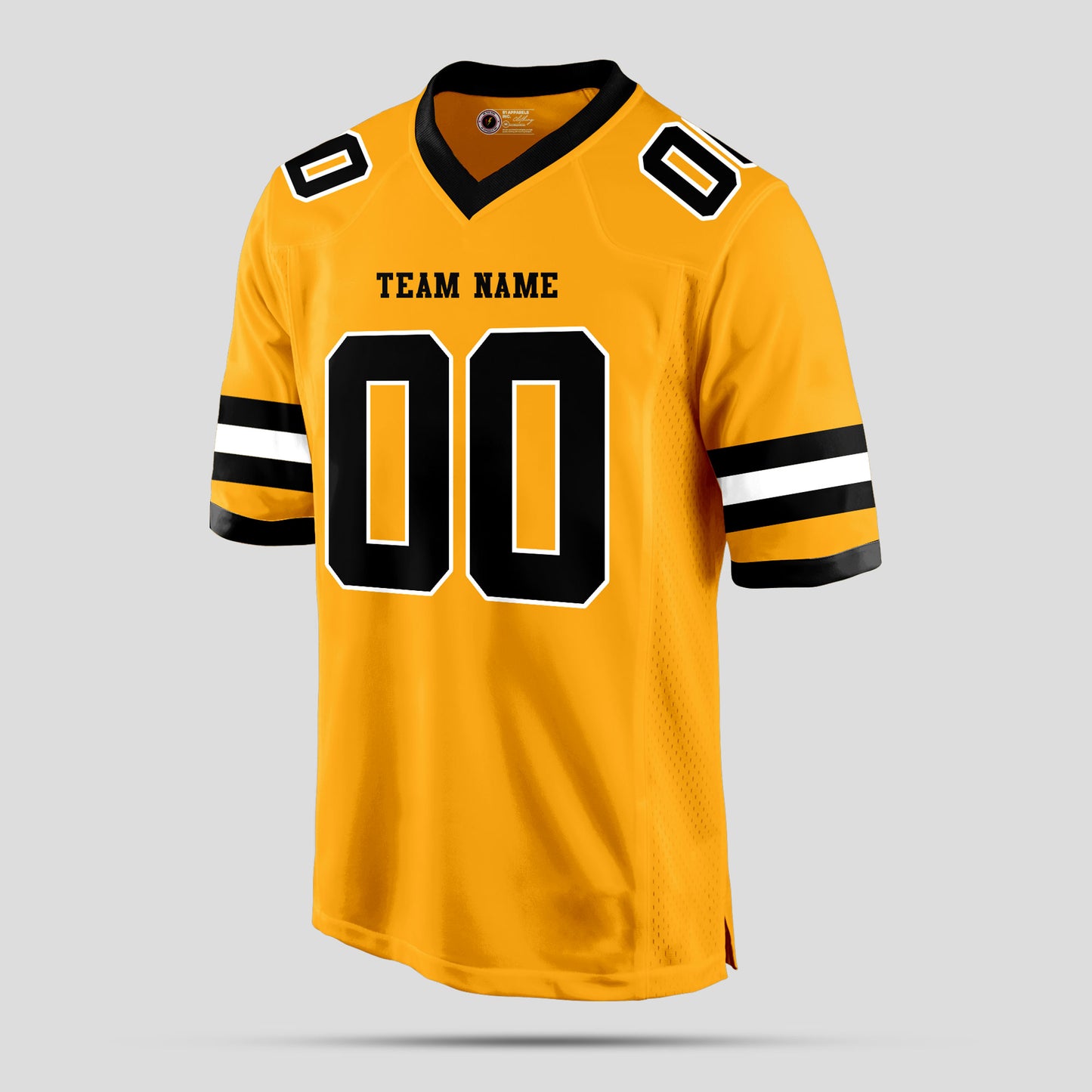 Custom Old Gold, Black, and White Mesh Football Jersey with Personalized Team Design