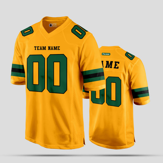 Custom Old Gold, Green High-Quality Football Jersey with Personalized Team Design