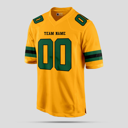 Custom Old Gold, Green High-Quality Football Jersey with Personalized Team Design