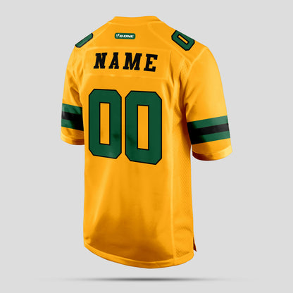 Custom Old Gold, Green High-Quality Football Jersey with Personalized Team Design