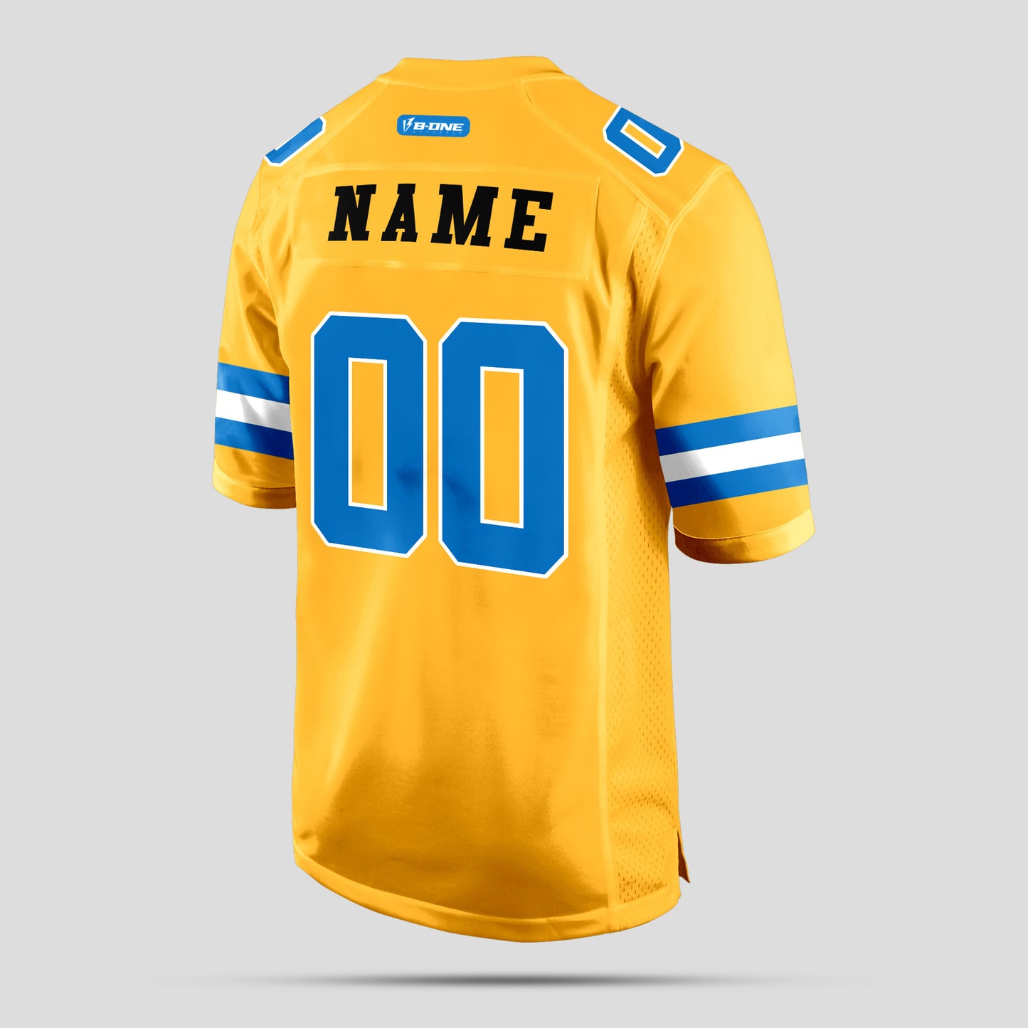 Custom Old Gold, Light Blue, and White Football Jersey with Personalized Team Name