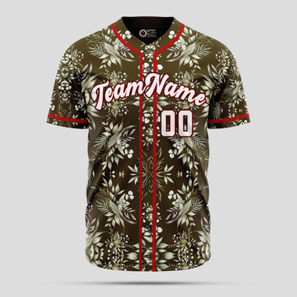 Custom Olive Flower 3D Pattern Baseball Jersey