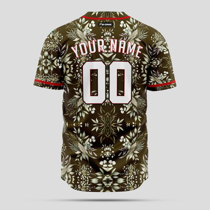 Custom Olive Flower 3D Pattern Baseball Jersey