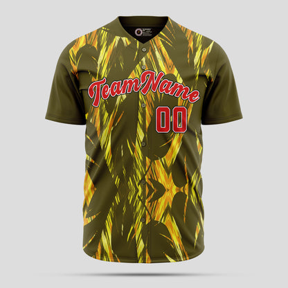 Custom Olive and Maroon 3D Pattern Baseball Jersey